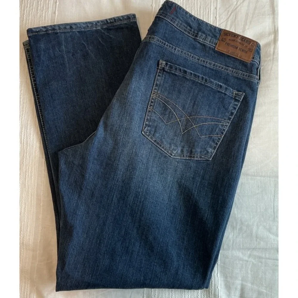Seven7 Mens Medium Wash Blue Straight‎ Fit Cotton Stretch Pocket Jeans 38x32(30)